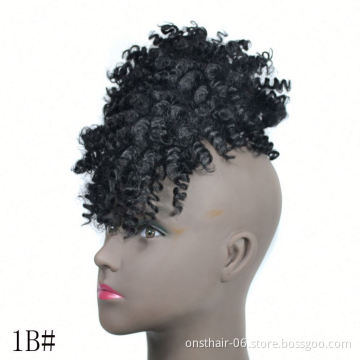 MYZYR Chorliss Kinky Curl Synthetic Chignon With Bangs Blonde Synthetic Short Afro Kinky Hair Bun Drawstring Clip In Chignon